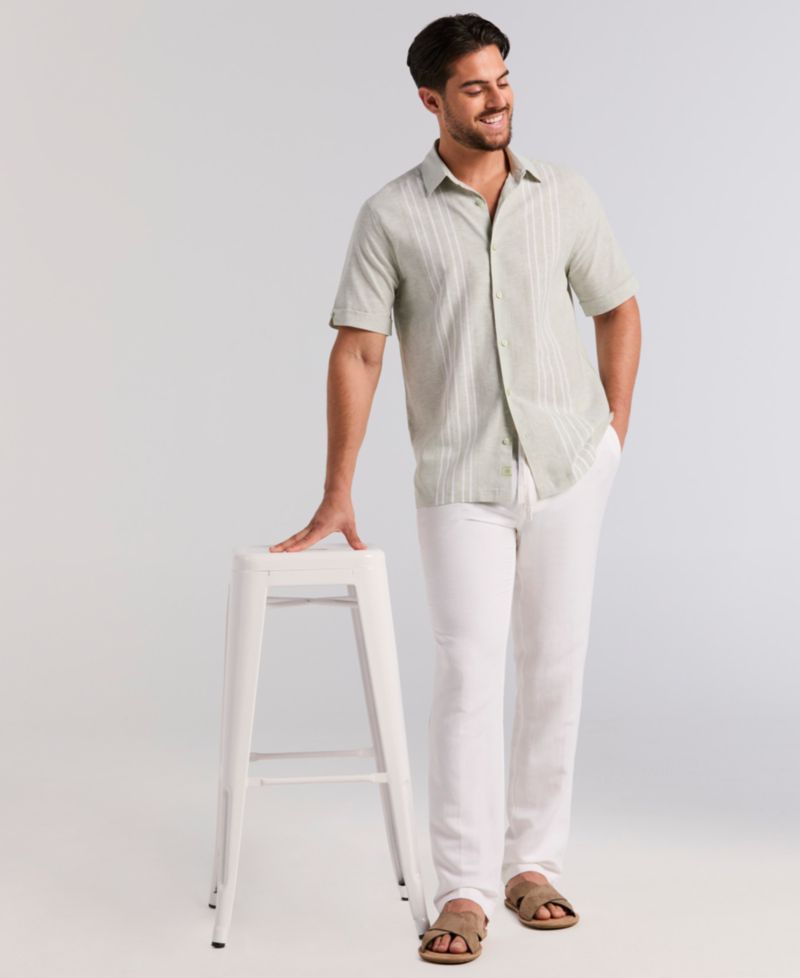 Men's Linen Blend Dobby Panel Shirt