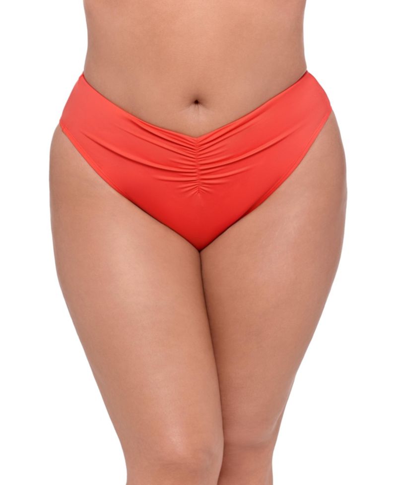 Women's Smoothing and Sculpting Cinch Front High Cut Bikini Swimsuit Bottoms