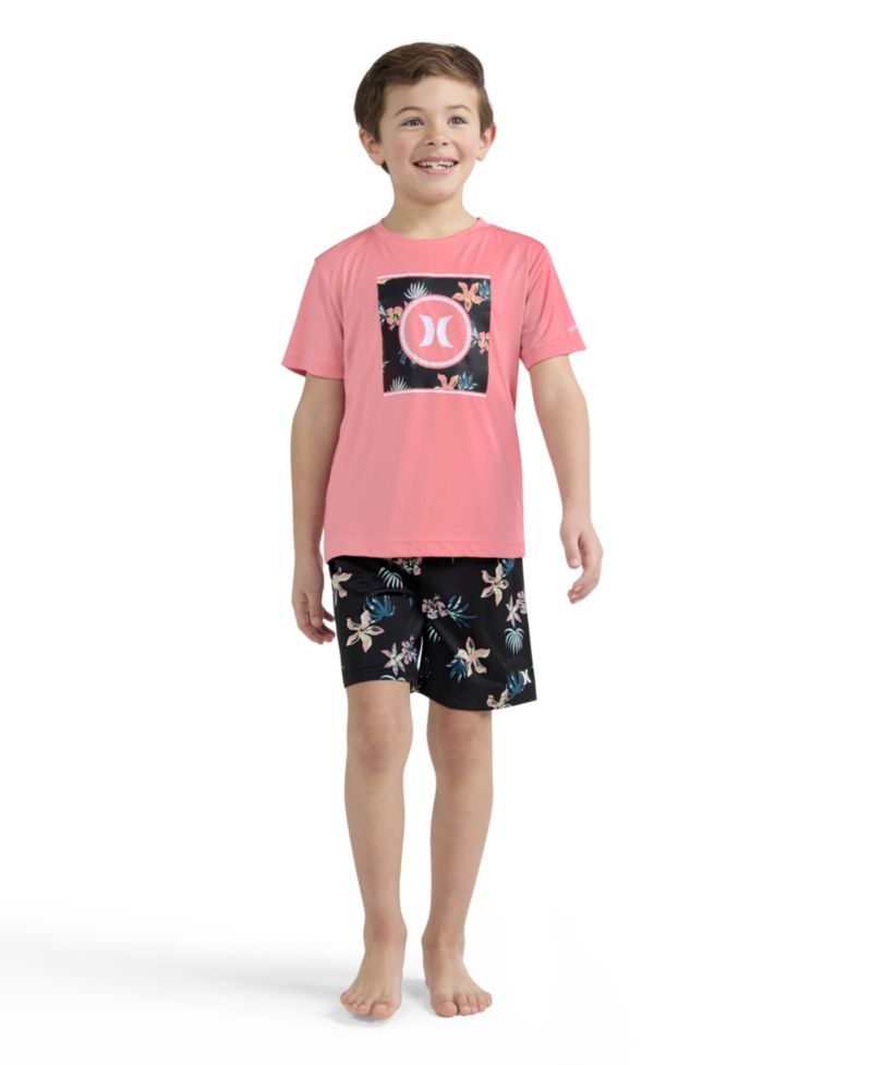 Boys' 4-7 Tropical Floral Swim T-Shirt and Shorts, 2-Piece Set