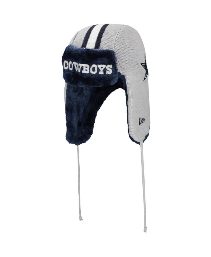 Men's Gray Dallas Cowboys Helmet Head Trapper Knit Hat