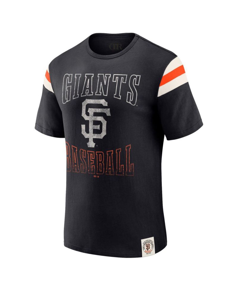 Darius Rucker Collection By Men's Black San Francisco Giants Distressed Sleeve Stripe T-Shirt