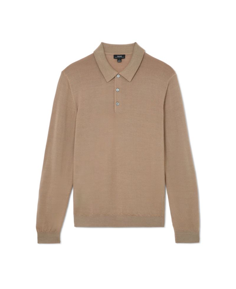 Men's Jay Slim-Fit Pigment-Dyed Merino Wool Long-Sleeve Polo Shirt