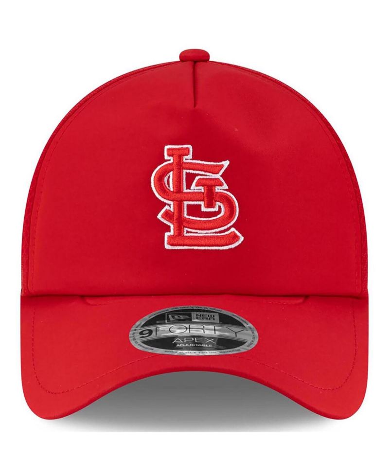 Men's Red St. Louis Cardinals 2026 Batting Practice Apex 9FORTY Adjustable Trucker Hat