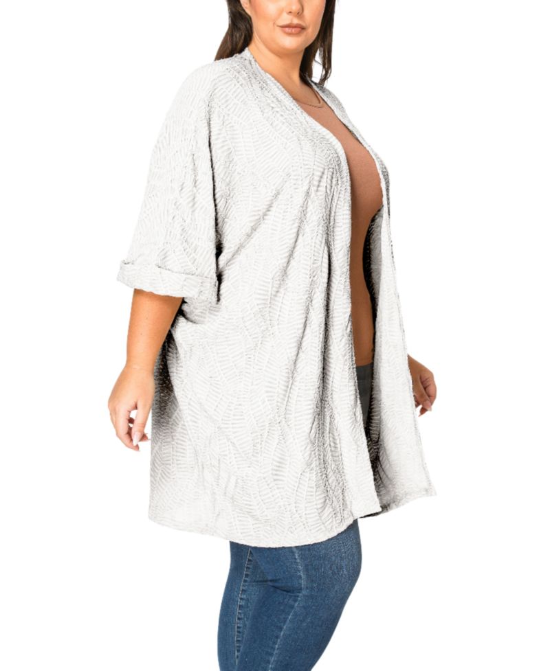 Plus Size Spiral Wave Texture Dolman Cardigan Sweater
