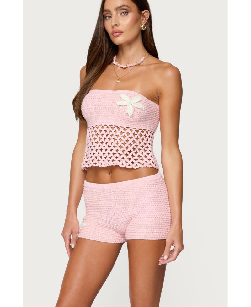 Women's Tahna Flower Strapless Crochet Top