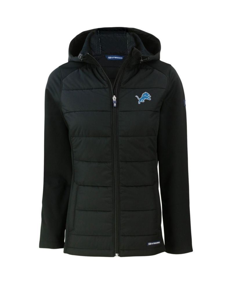 Women's Black Detroit Lions Evoke PrimaLoft Hybrid Eco Softshell Full-Zip Hooded Jacket