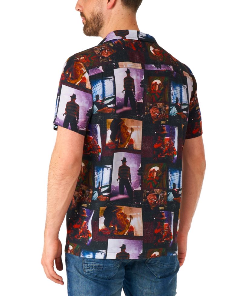 Men's Official A Nightmare On Elm Street Hawaii Shirt - Halloween Themed Party Shirt - Short Sleeve - Black