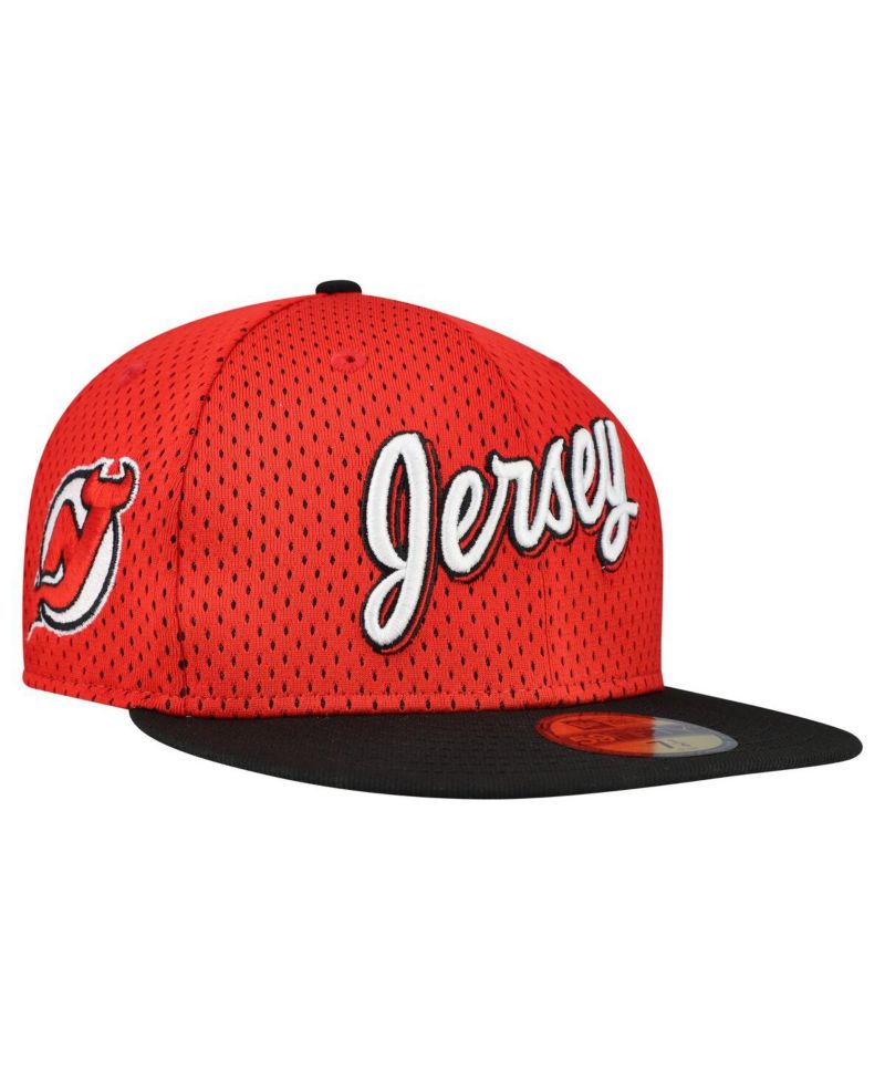 Men's Red/Black New Jersey Devils Mesh Crown Two-Tone 59FIFTY Fitted Hat