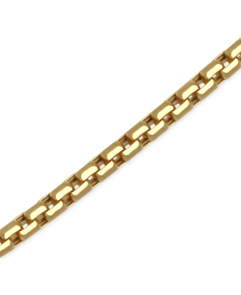 Rounded Box Link Chain Bracelets in 14k Gold