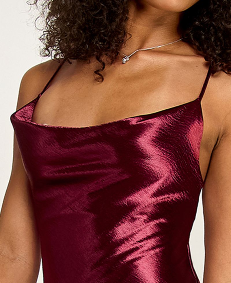 Juniors' Lace Back Scoop Neck Pull-On Gown