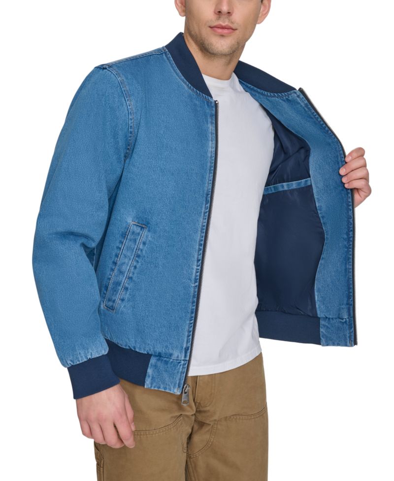 Men's Flight Full-Zip Denim Bomber Jacket