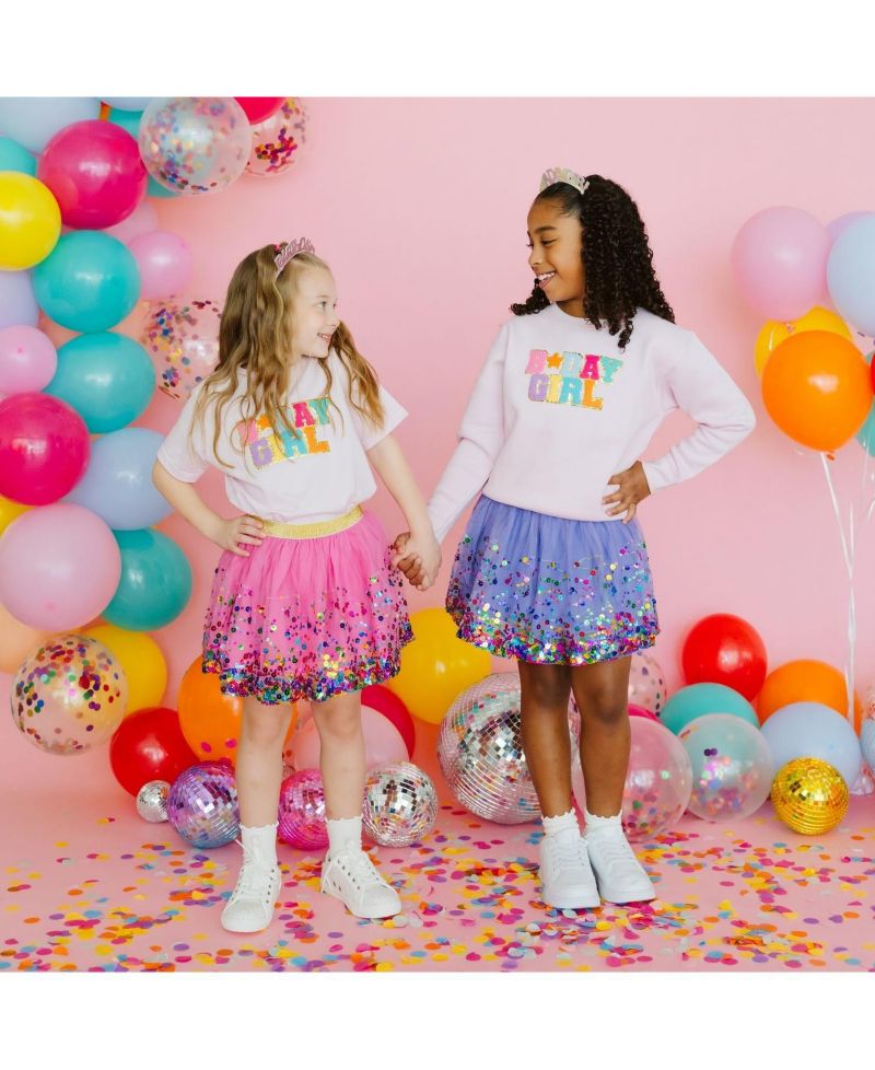 Little and Big Girls Lavender Confetti Tutu Skirt