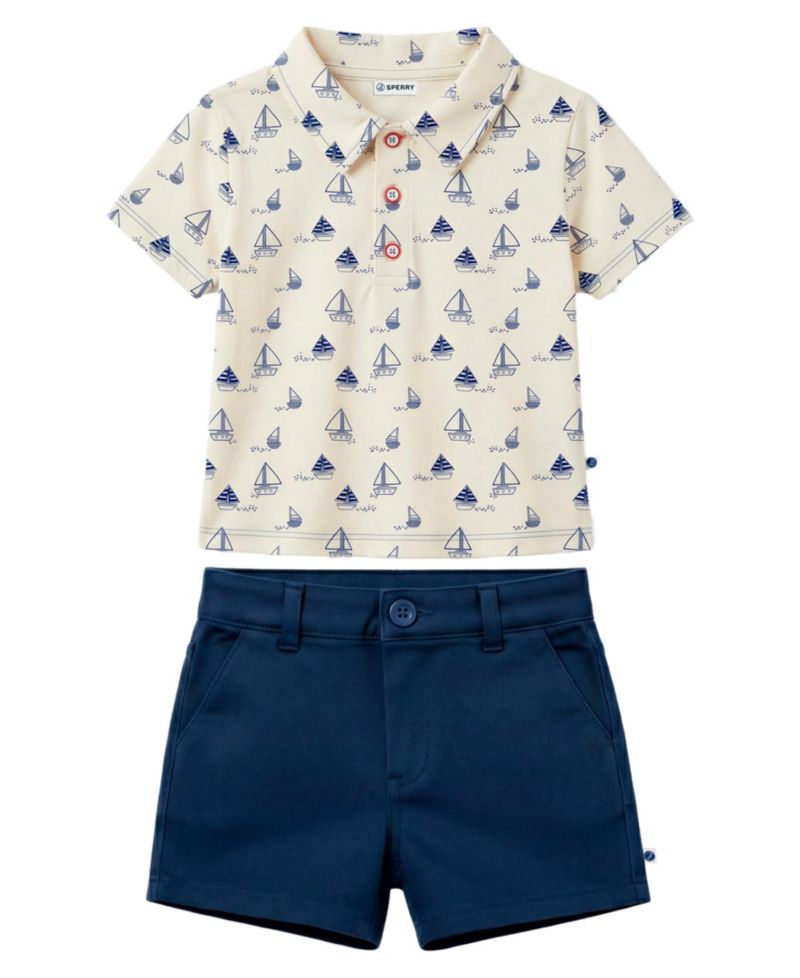 Baby Boys' Short-Sleeve Polo Shirt and Pull-On Shorts, 2-Piece Set