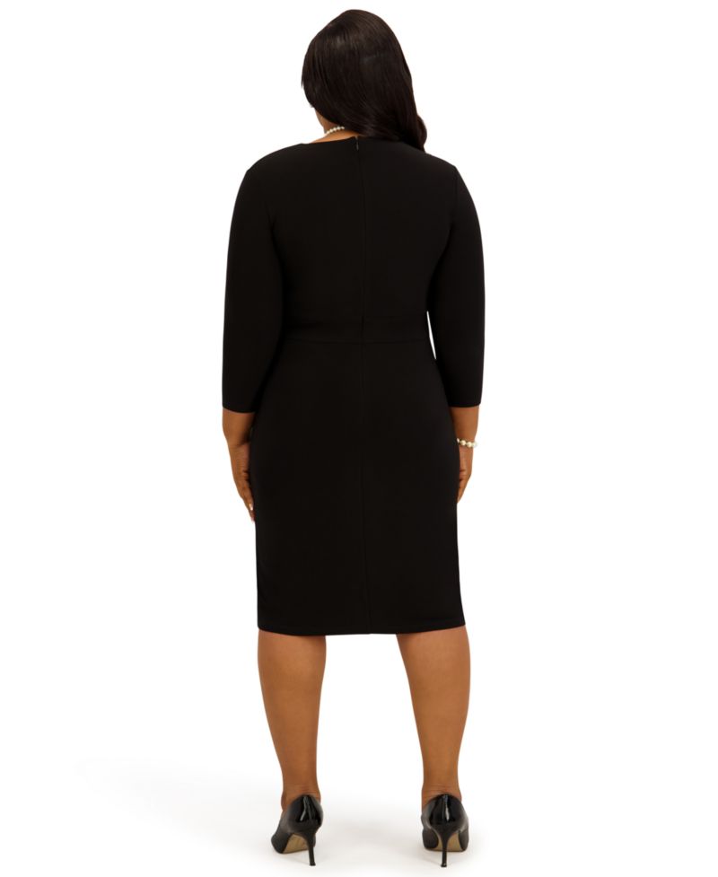 Women's V-Neck Knee Length Wrap Dress, Regular and Plus Size
