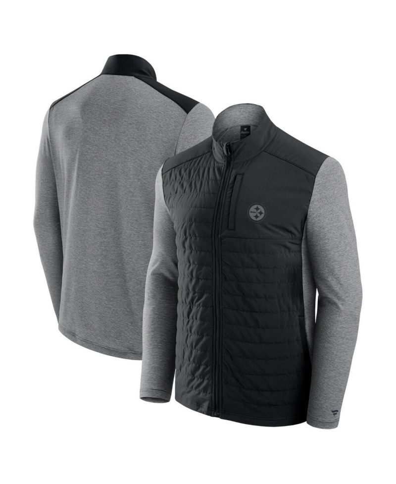 Men's and Women's Black/Heather Gray Pittsburgh Steelers Front Office Tonal Full-Zip Jacket