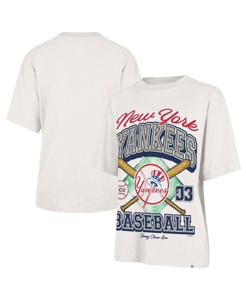 Stoney Clover Lane X Women's Sand New York Yankees Crossover Base Foundation T-Shirt
