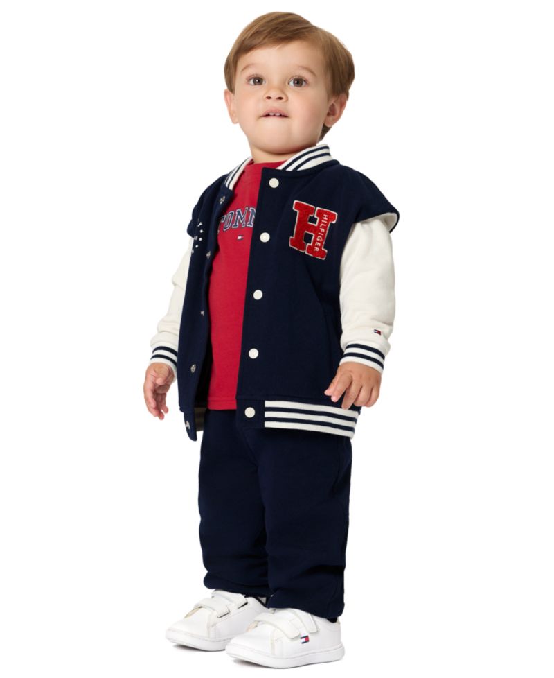 Baby Boys' Fleece Varsity Jacket, T-Shirt and Jogger Pants, 3-Piece Set