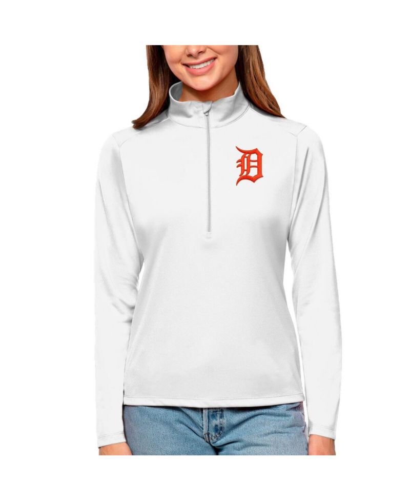 Women's White Detroit Tigers Tribute Quarter-Zip Pullover