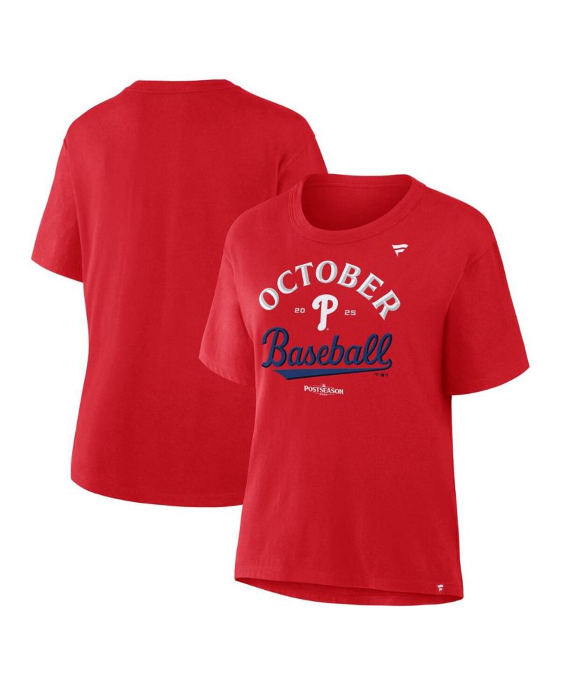 Women's Red Philadelphia Phillies 2025 MLB Postseason Locker Room T-Shirt