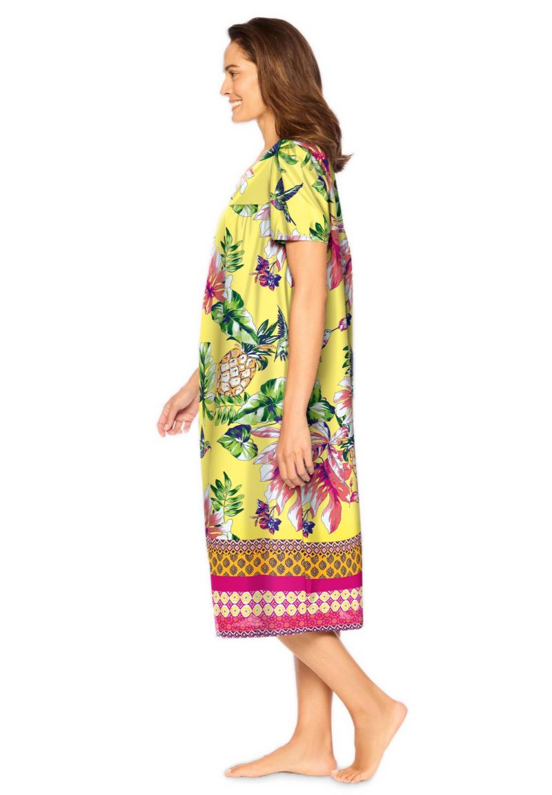 Women's Only Necessities Short Print Shirred Lounger