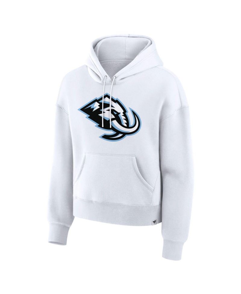 Women's White Utah Mammoth Primary Logo Legacy Fleece Pullover Hoodie