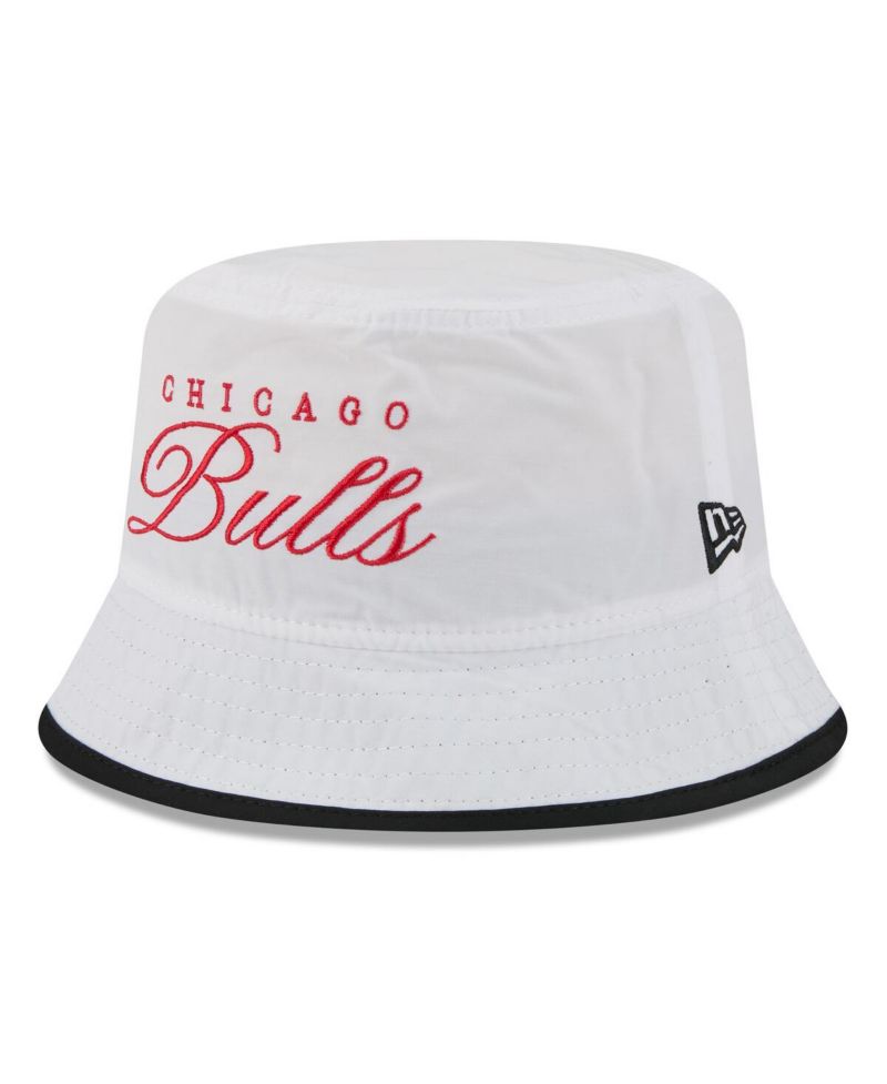 Men's White/Black Chicago Bulls 2025 NBA Draft Nylon Bucket Hat