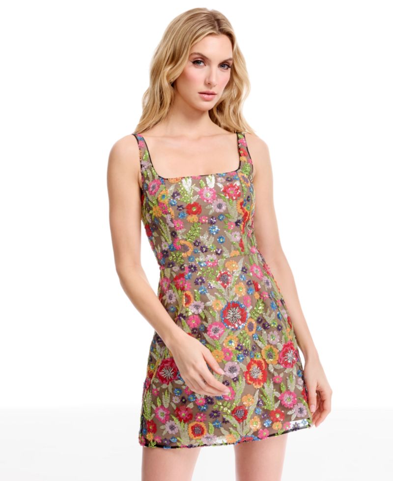 Women's Sleeveless Square Neck Fit And Flare Mini Dress