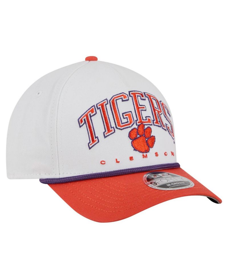Men's White/Orange Clemson Tigers Arch Two-Tone Rope 9FORTY A-Frame M-Crown Adjustable Hat