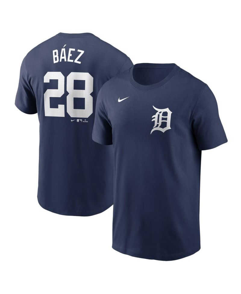 Men's Javier Baez Navy Detroit Tigers Fuse Name & Number T-Shirt