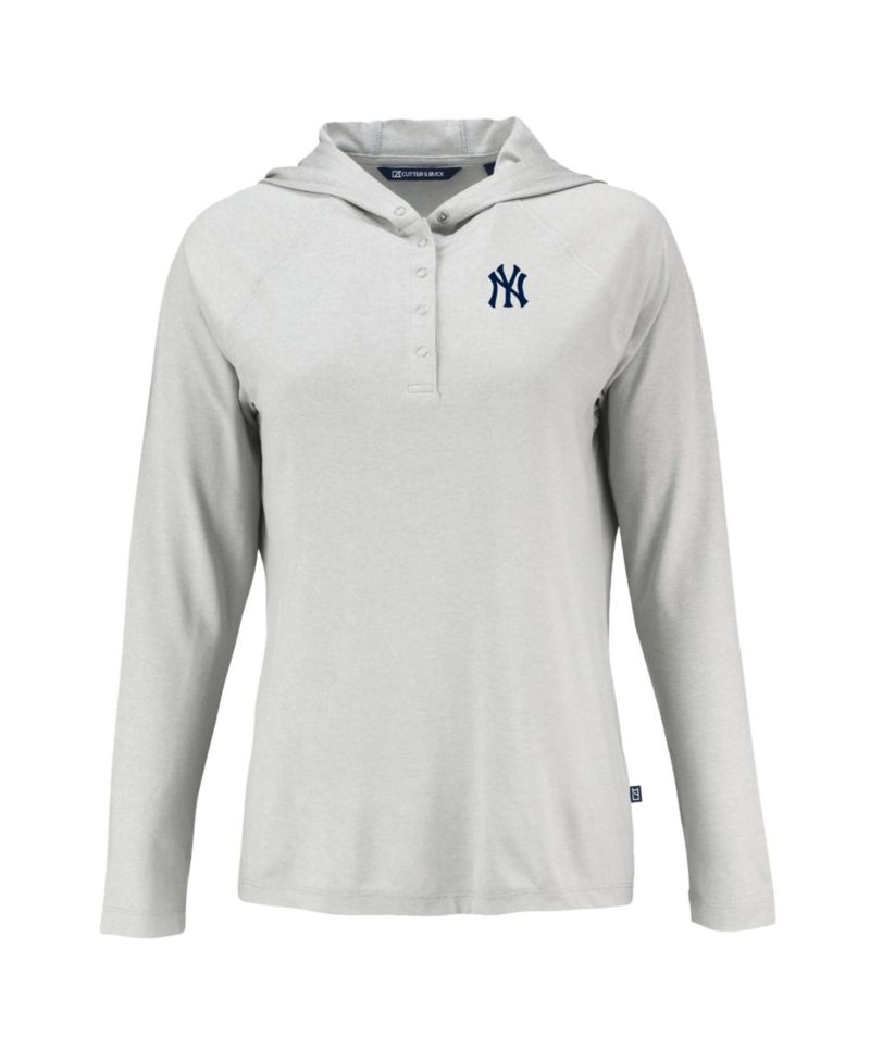 Women's Gray New York Yankees Coastline Epic Comfort Eco Hoodie Raglan Long Sleeve T-Shirt