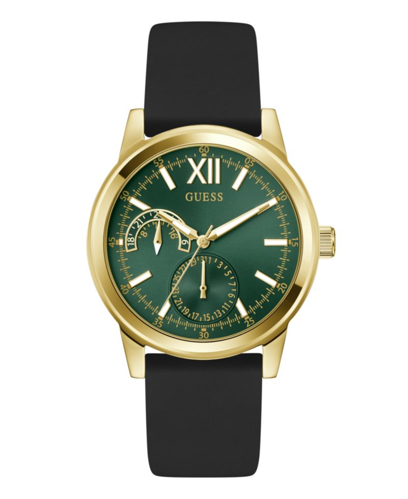 Men's Gold-Tone Silicone Strap Watch 42mm