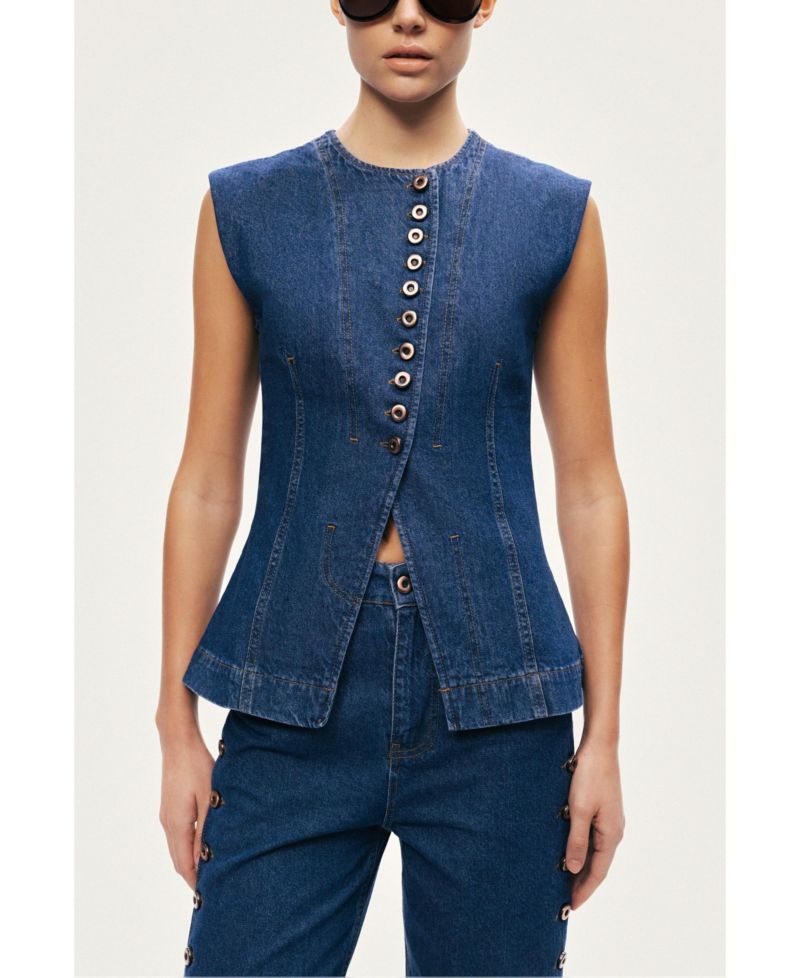 Women's Button-Front Denim Vest