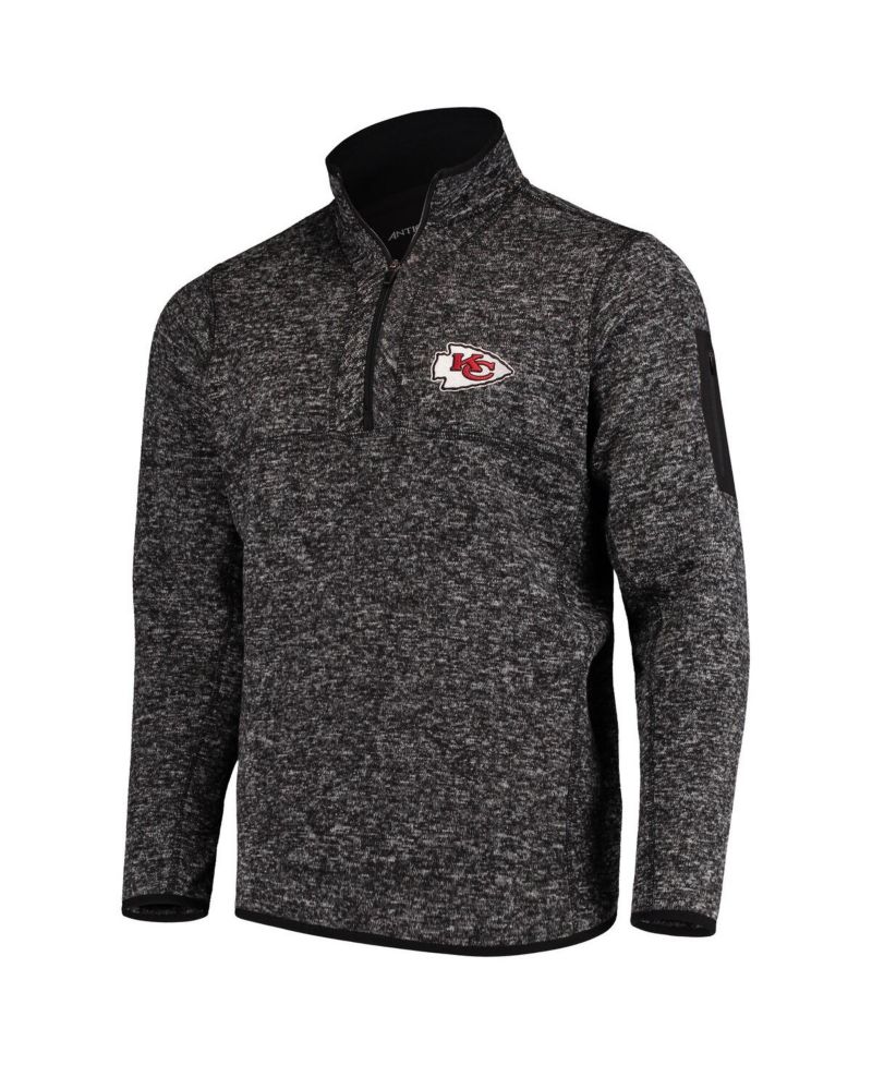 Men's Heather Black Kansas City Chiefs Fortune Quarter-Zip Pullover Jacket