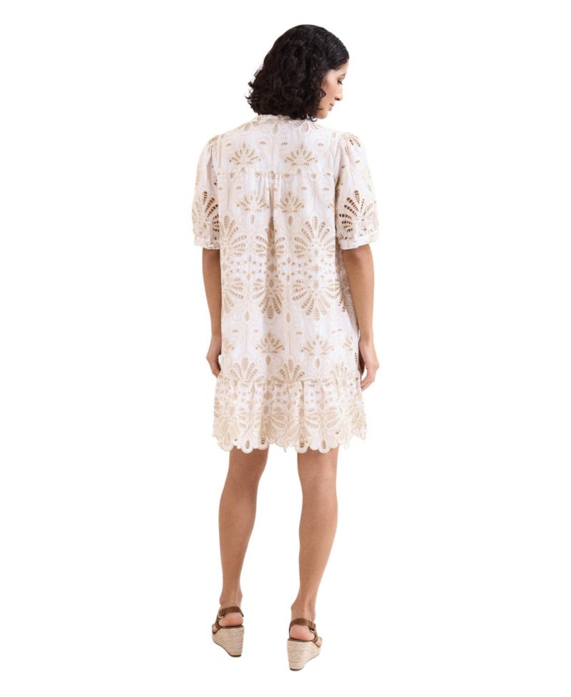Women's Liliana Embroidered Puff-Sleeve V-Neck Mini Dress