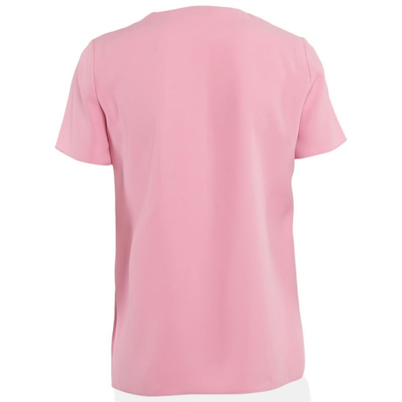 Women's Cheap And Chic Pink Printed Crepe Metal Ring Detail Top