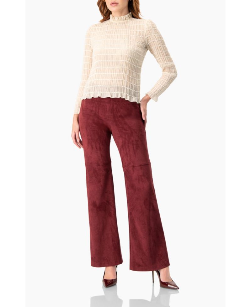 Women's Textured Long Sleeve Blouse with High Neck