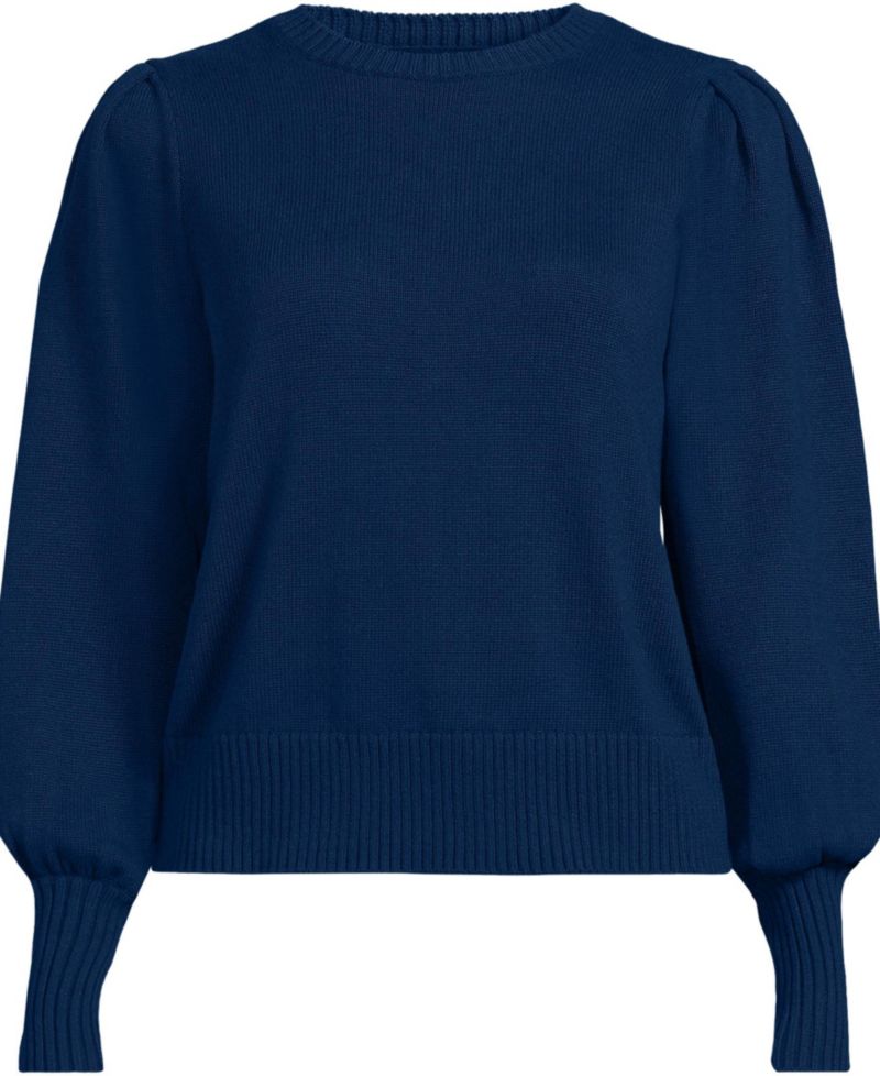 Plus Size Drifter Puff Sleeve Crew Neck Sweater