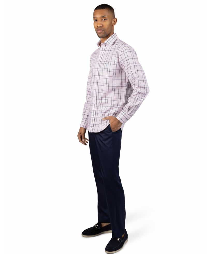 Men's Yarn Dyed Linen Large Check Long Sleeve Shirt