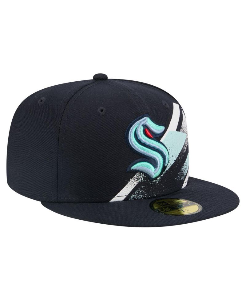 Men's Deep Sea Blue Seattle Kraken Faded Lines 59FIFTY Fitted Hat