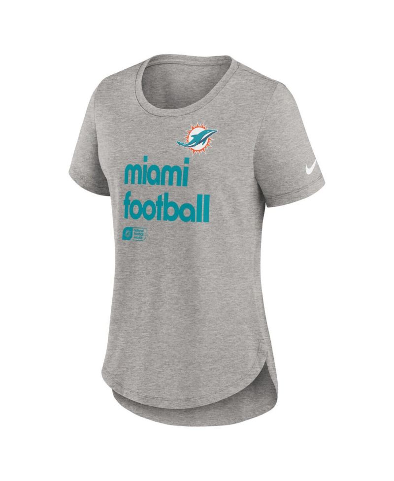 Women's Heather Gray Miami Dolphins Team Shout-Out Tri-Blend T-Shirt