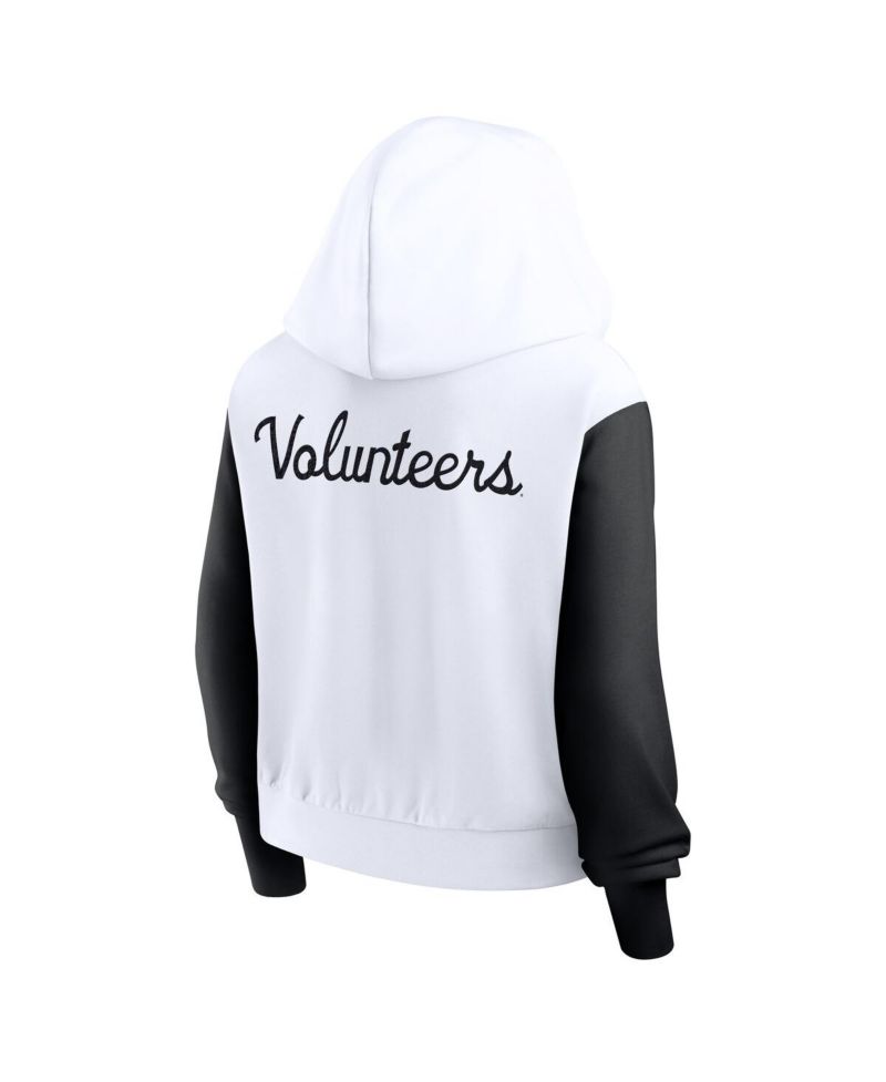 Women's White Tennessee Volunteers Cropped Beyond Capability Color-Block Script Full-Zip Hoodie