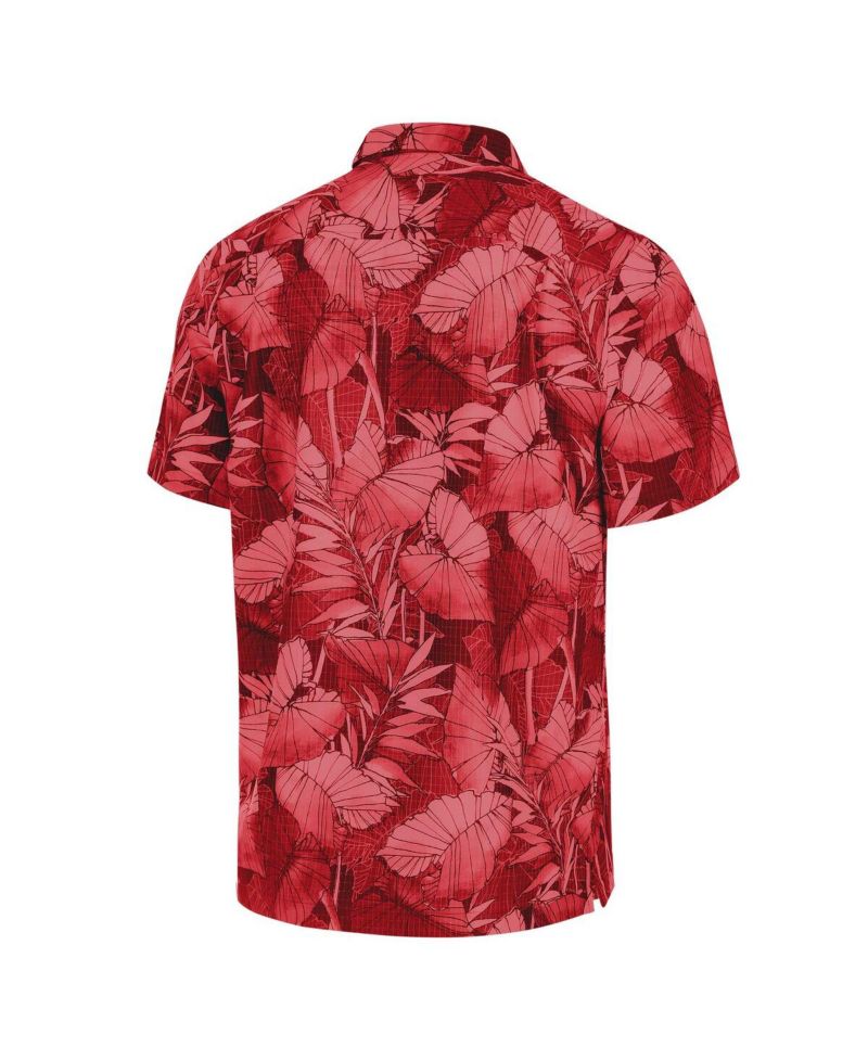 Men's Scarlet San Francisco 49ers Bahama Coast Nuevo Fronds Camp Button-Up Shirt