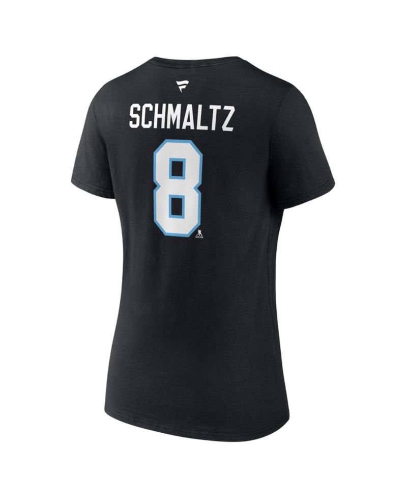 Women's Nick Schmaltz Black Utah Mammoth Authentic Stack Name & Number V-Neck T-Shirt