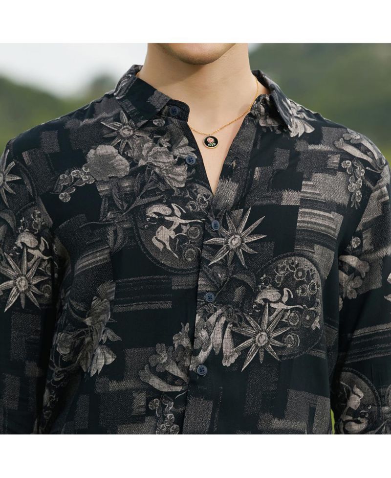 Men's Midnight Bloom-Imprint Shirt