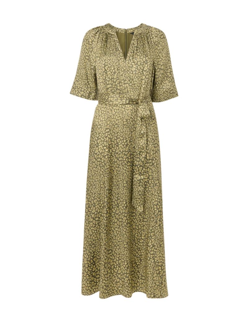 Women's Leopard Short Sleeve Midi Dress