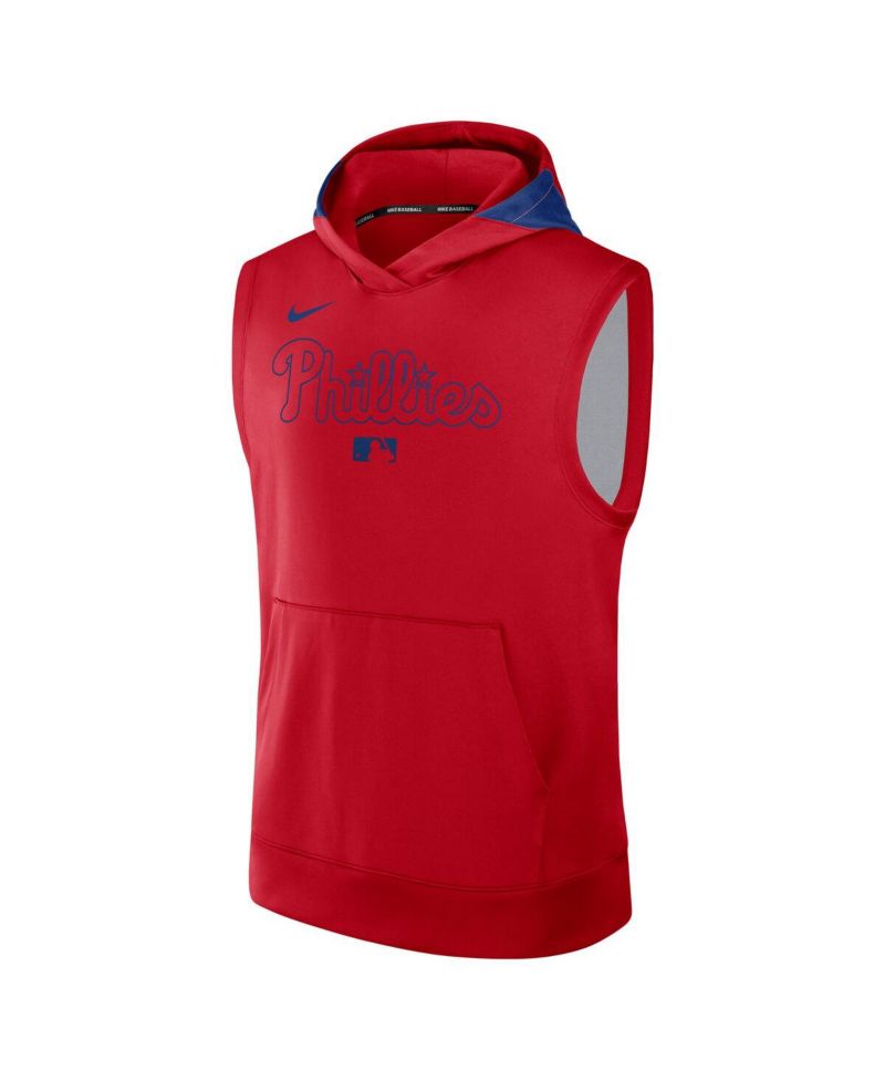 Men's Red Philadelphia Phillies Authentic Collection Performance Sleeveless Pullover Hoodie