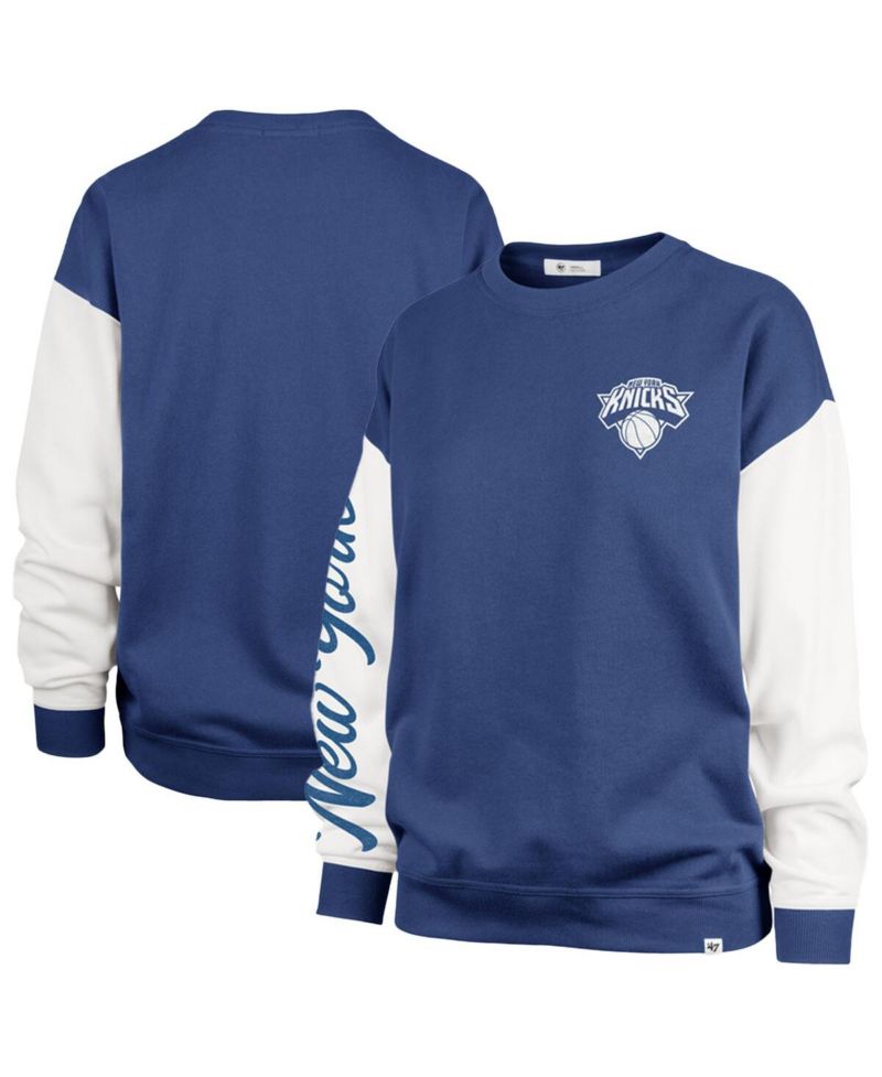 Women's Blue New York Knicks Plus Size Oversized Rise Andie Pullover Sweatshirt