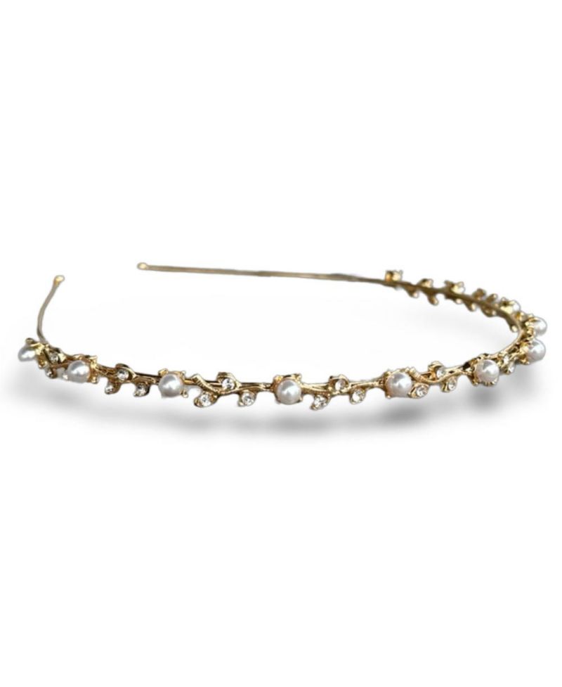 Thin Embellished Headband - Gem Leaf