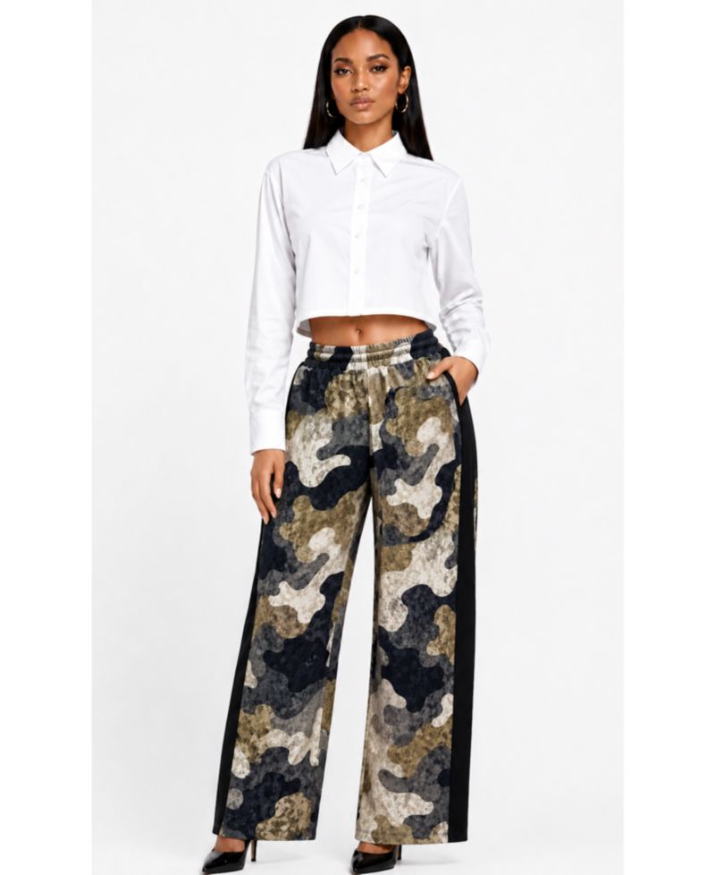Women's Long-Sleeve Cropped Button-Up Shirt