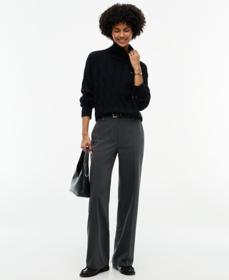 Women's Cable-Knit Turtleneck Wool Sweater